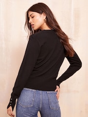 Friends Like These Black Petite Long Sleeve Crew Neck Jumper - Image 4 of 4