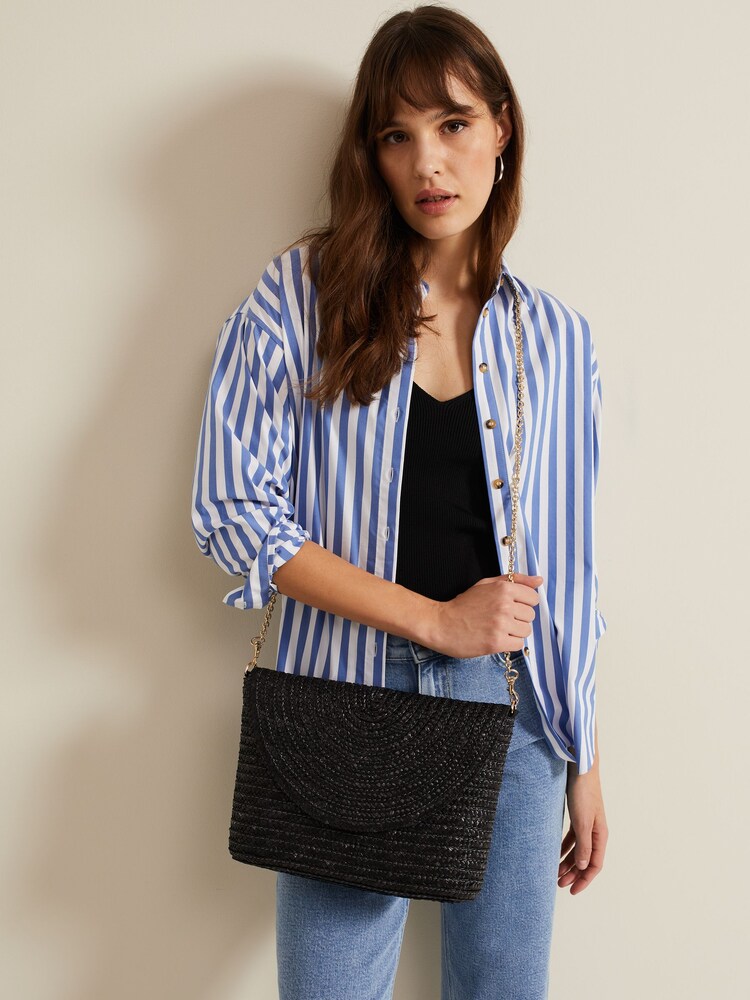 Phase Eight Black Oversized Straw Clutch Bag - Image 1 of 6