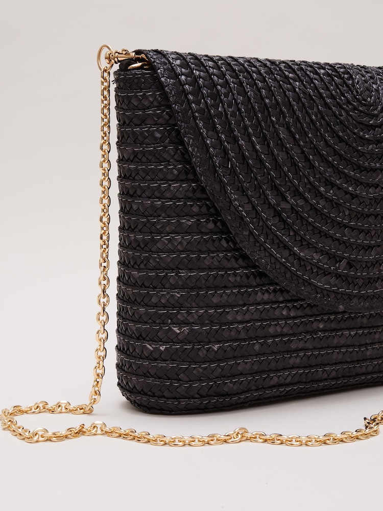 Phase Eight Black Oversized Straw Clutch Bag - Image 1 of 1 Phase Eight Black Oversized Straw Clutch Bag - Image 1 of 1