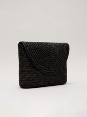 Phase Eight Black Oversized Straw Clutch Bag - Image 4 of 6