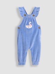 JoJo Maman Bébé Blue Swan Appliqué Velour Dungarees and Top Set - Image 4 of 8