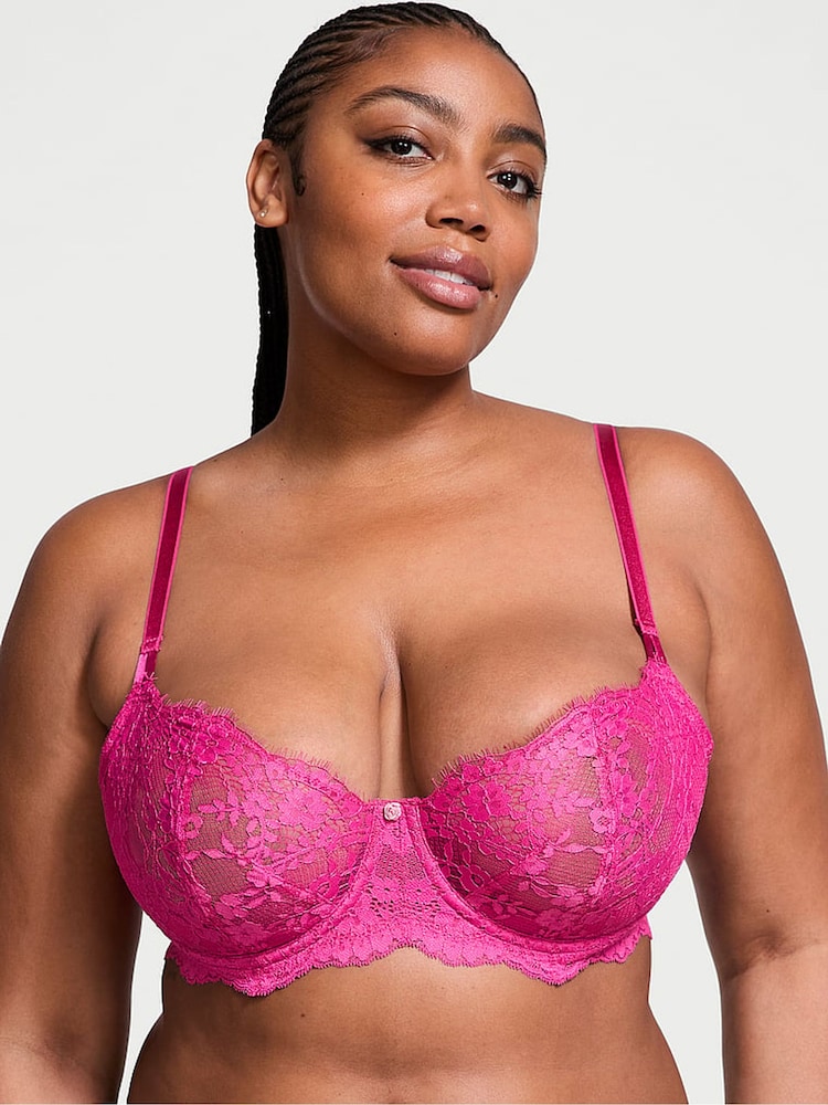 Victoria's Secret Luscious Rose Pink Lace Unlined Balcony Bra - Image 1 of 3 Victoria's Secret Luscious Rose Pink Lace Unlined Balcony Bra - Image 1 of 3