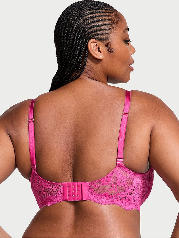 Victoria's Secret Luscious Rose Pink Lace Unlined Balcony Bra - Image 2 of 3 Victoria's Secret Luscious Rose Pink Lace Unlined Balcony Bra - Image 2 of 3