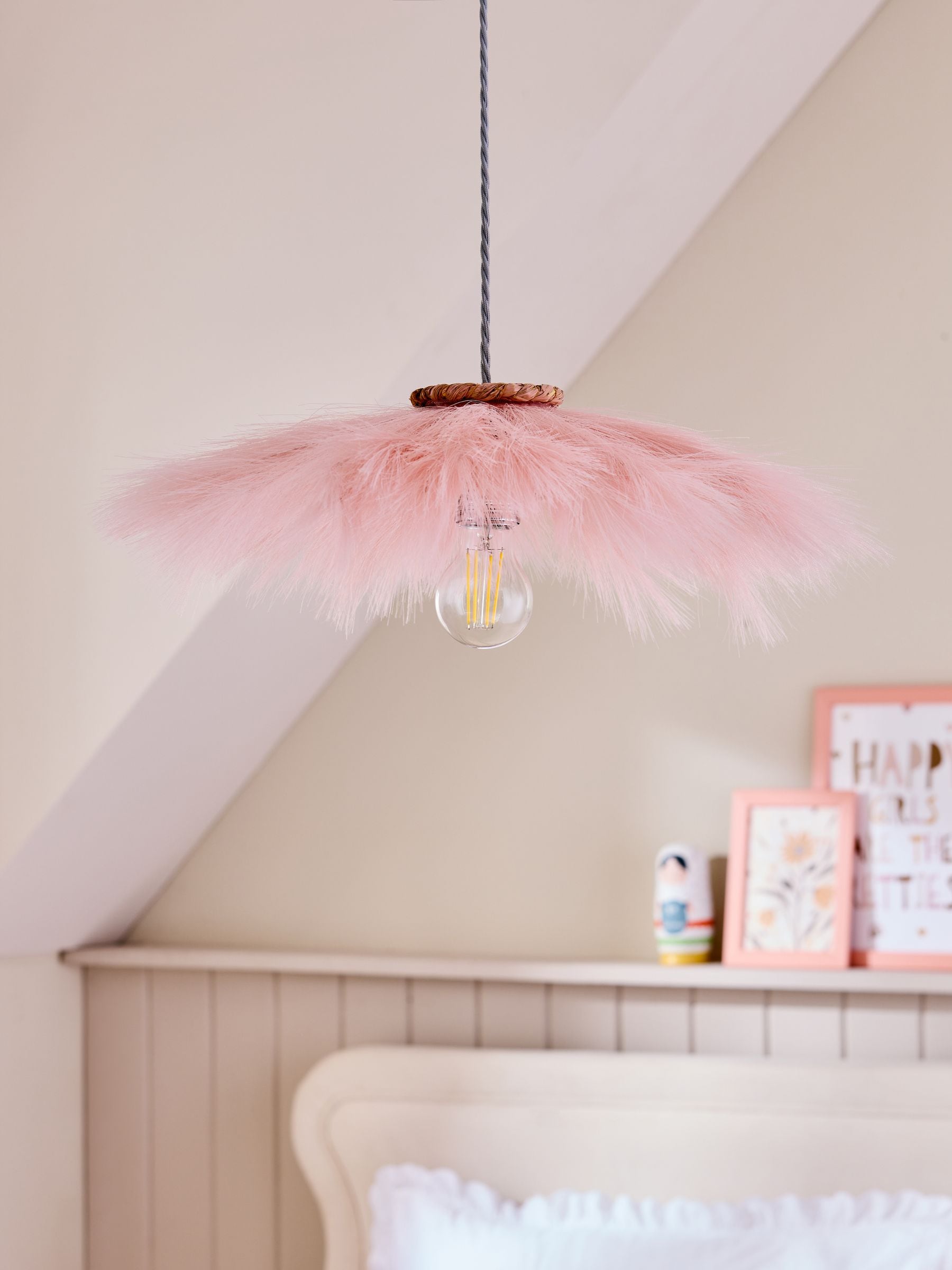 Pink Easy Fit Pampas Pendant Light Shade Laura Ashley