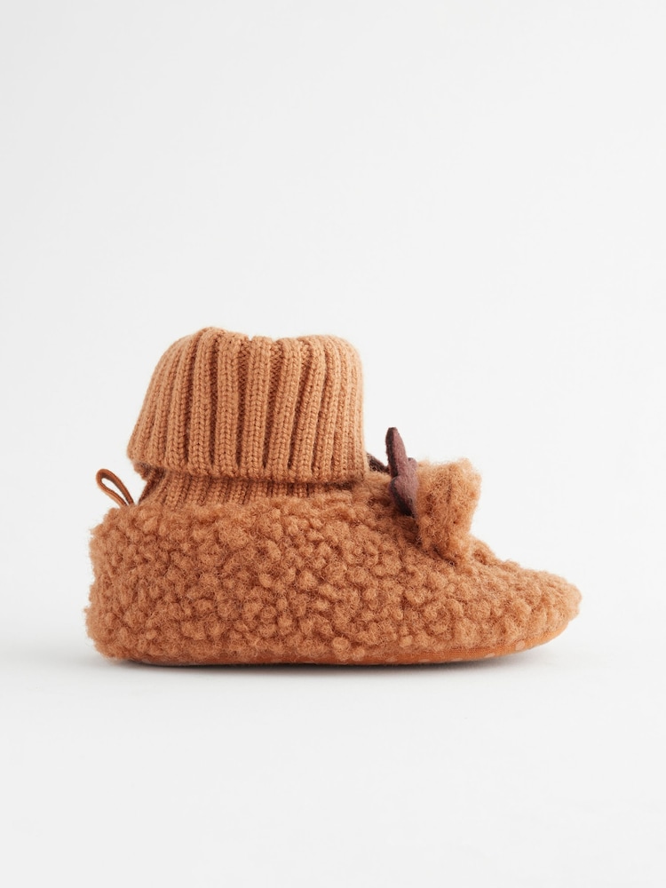 Brown Christmas Reindeer Sock Top Baby Boots (0-2mths) - Image 2 of 6