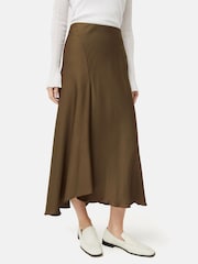 Jigsaw Green Satin Bias Asymmetric Skirt - Image 1 of 6