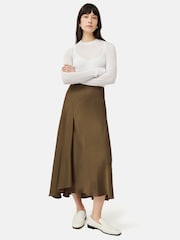 Jigsaw Green Satin Bias Asymmetric Skirt - Image 2 of 6