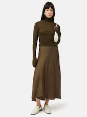Jigsaw Green Satin Bias Asymmetric Skirt - Image 6 of 6