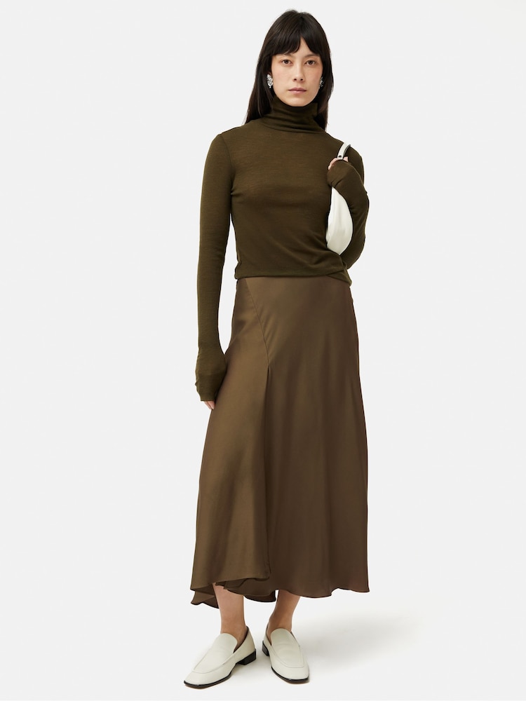 Jigsaw Green Satin Bias Asymmetric Skirt - Image 6 of 6