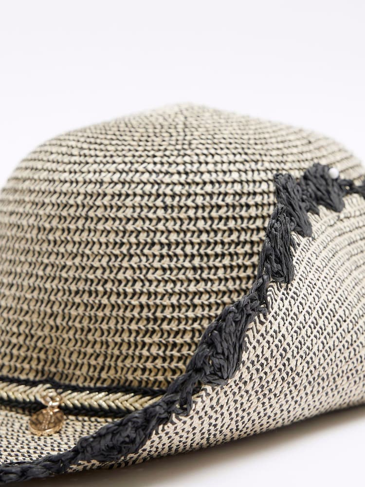 River Island Black Scallop Edge Floppy Hat - Image 2 of 3