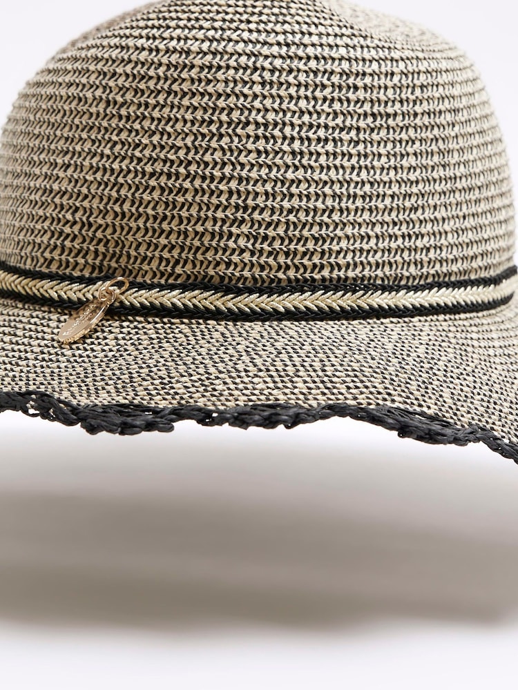 River Island Black Scallop Edge Floppy Hat - Image 3 of 3