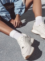 Хлопковый белый - Moda in Pelle Athenea Lace up Runner Leather Trainers - Изображение 1 из 6