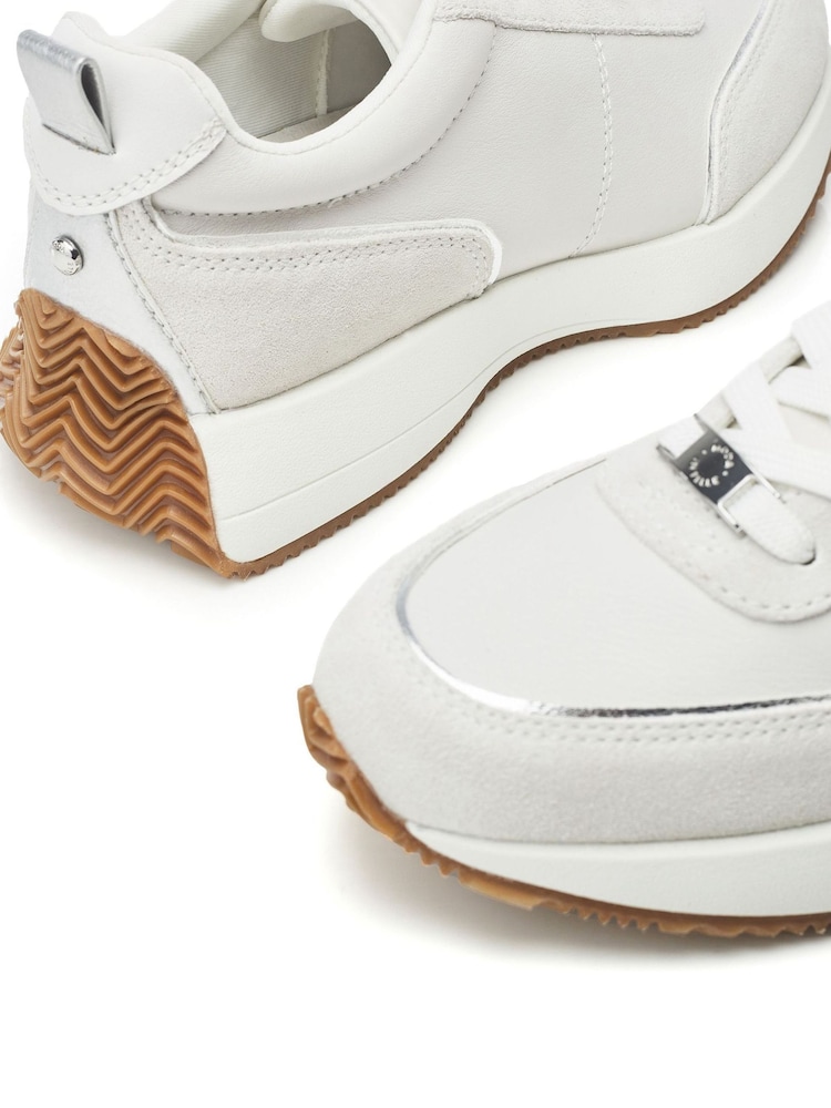 Хлопковый белый - Moda in Pelle Athenea Lace up Runner Leather Trainers - Изображение 6 из 6
