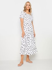 Long Tall Sally White Polka Dot Midi Dress - Image 1 of 6