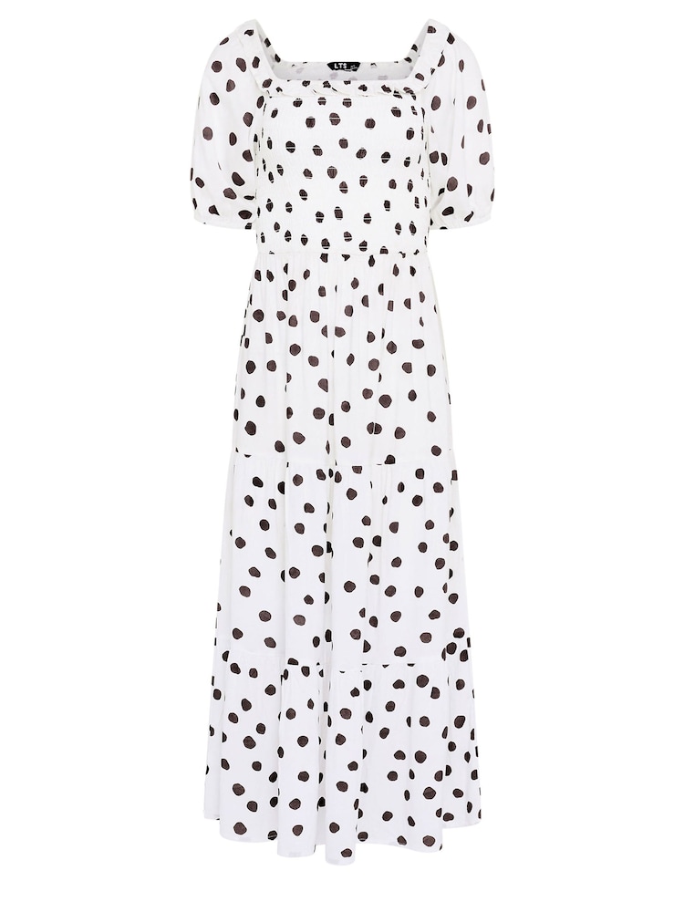 Long Tall Sally White Polka Dot Midi Dress - Image 6 of 6