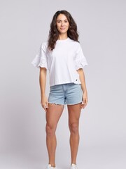 U.S. Polo Assn. White Womens Broderie Anglaise 100% Cotton T-Shirt - Image 2 of 9