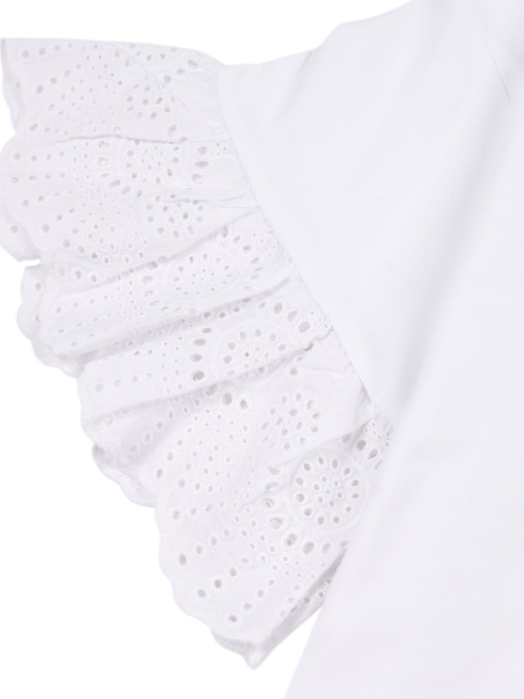 U.S. Polo Assn. White Womens Broderie Anglaise 100% Cotton T-Shirt - Image 9 of 9