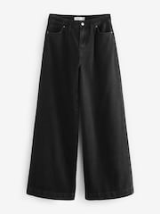 Black Palazzo Wide Leg 100% Cotton Jeans - Image 6 of 9
