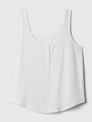 Gap White Linen Blend Sleeveless Henley Vest Top - Image 4 of 4