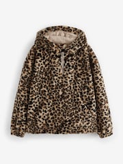 Animal Print Faux Fur Half Zip Jacket - Image 7 of 9