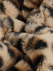 Animal Print Faux Fur Half Zip Jacket - Image 9 of 9