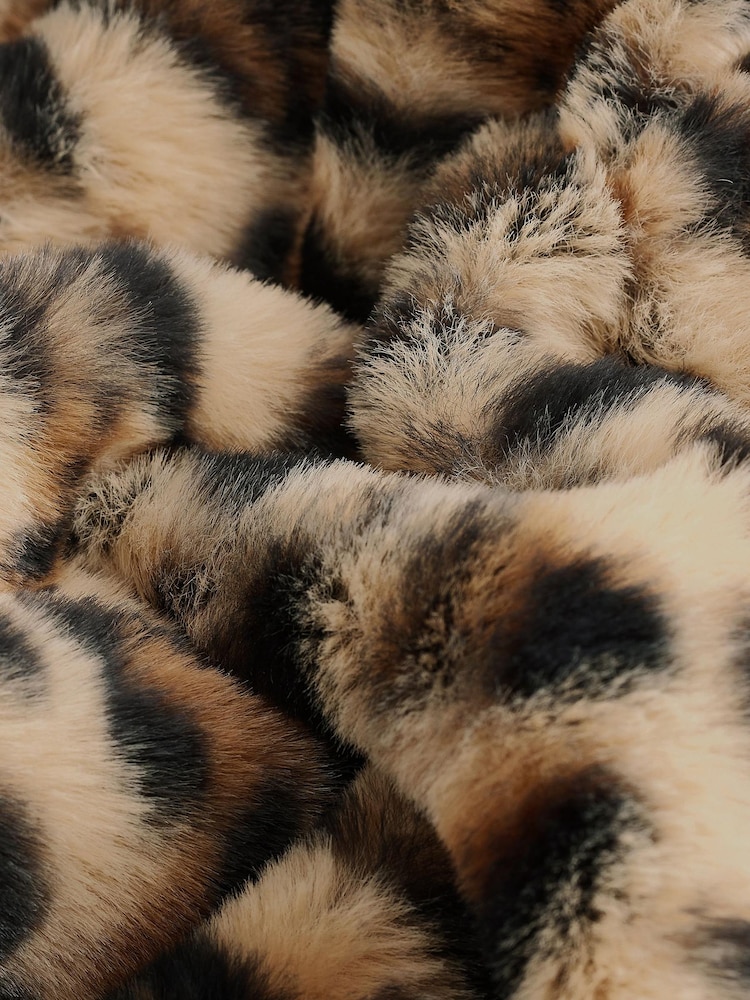 Animal Print Faux Fur Half Zip Jacket - Image 9 of 9