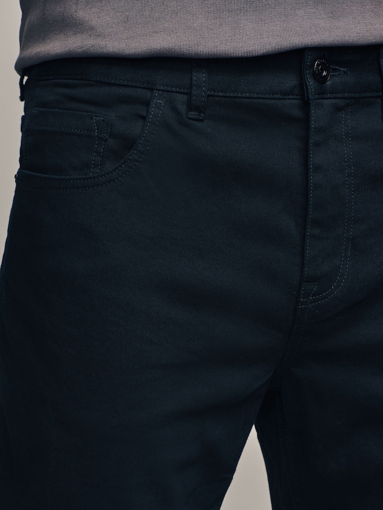 Black Solid Regular Tapered Fit Classic Stretch Jeans - Image 7 of 9
