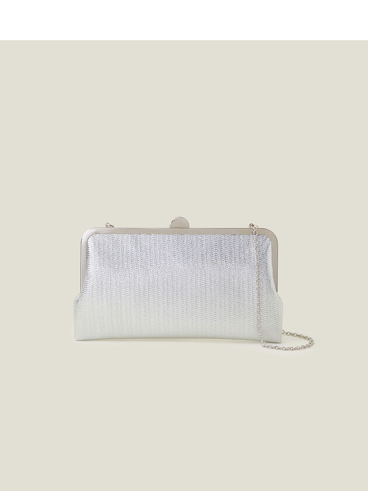 Accessorize Silver Metallic Clutch Bag - Image 2 of 4