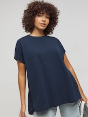 Simply Be Blue Slouchy Dip Back T-Shirt - Image 1 of 5
