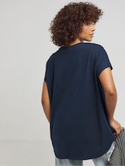 Simply Be Blue Slouchy Dip Back T-Shirt - Image 2 of 5