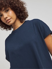 Simply Be Blue Slouchy Dip Back T-Shirt - Image 3 of 5