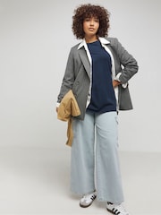 Simply Be Blue Slouchy Dip Back T-Shirt - Image 4 of 5