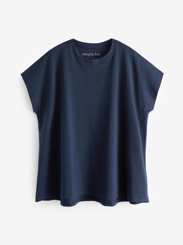 Simply Be Blue Slouchy Dip Back T-Shirt - Image 5 of 5