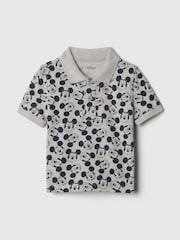 Gap Grey Disney Mickey Mouse Graphic Short Sleeve Polo Shirt (12mths-5yrs) - Image 1 of 3