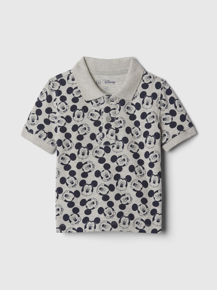 Gap Grey Disney Mickey Mouse Graphic Short Sleeve Polo Shirt (12mths-5yrs) - Image 1 of 3