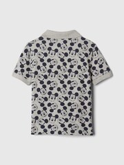 Gap Grey Disney Mickey Mouse Graphic Short Sleeve Polo Shirt (12mths-5yrs) - Image 2 of 3