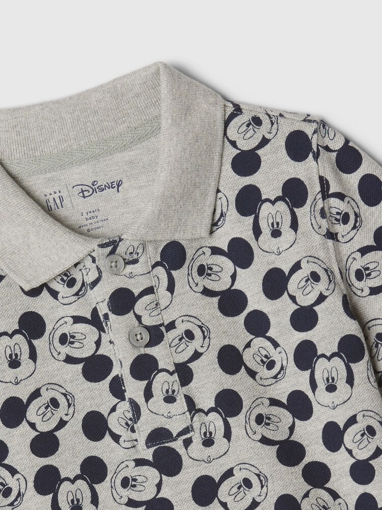 Gap Grey Disney Mickey Mouse Graphic Short Sleeve Polo Shirt (12mths-5yrs) - Image 3 of 3