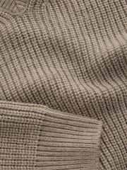 Neutral V-Neck Regular Fit Rib Texture Jumper with Wool - Image 7 of 7