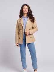 U.S. Polo Assn. Brown 100% Cotton Double Breasted Womens Trench Jacket - Image 2 of 9