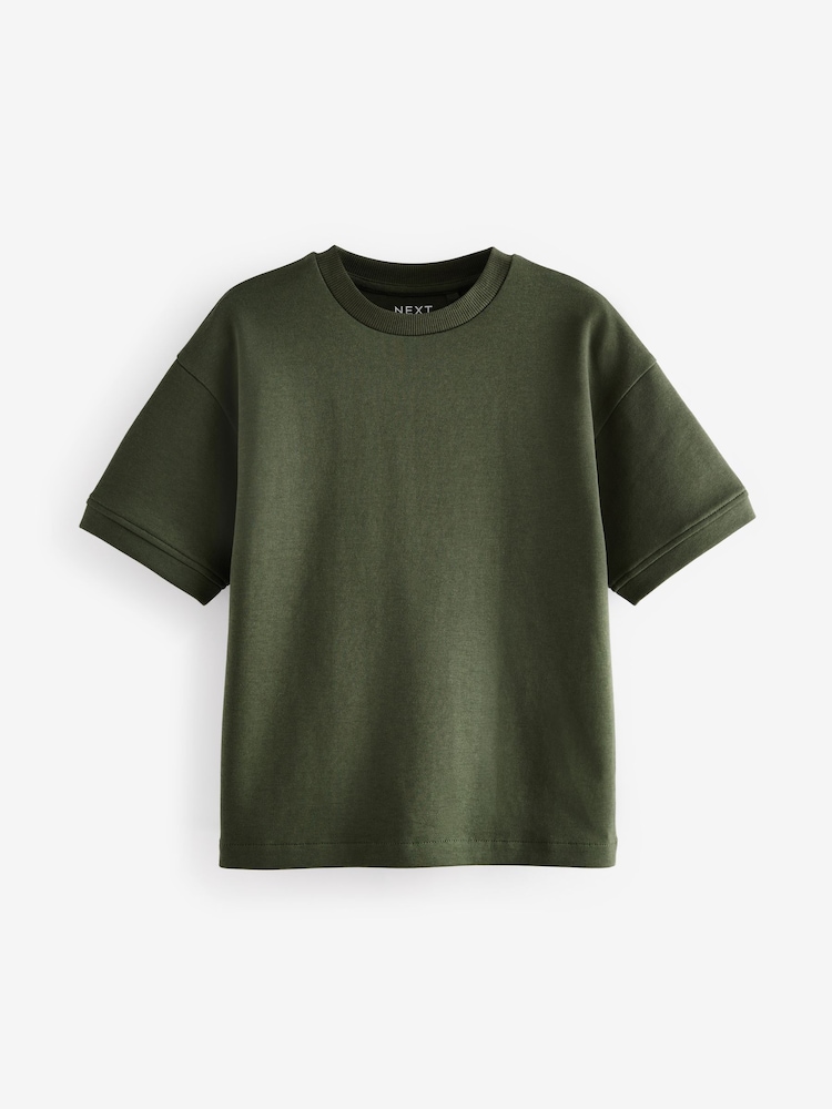 Khaki Green Relaxed Fit Heavyweight T-Shirt (3-16yrs) - Image 1 of 4