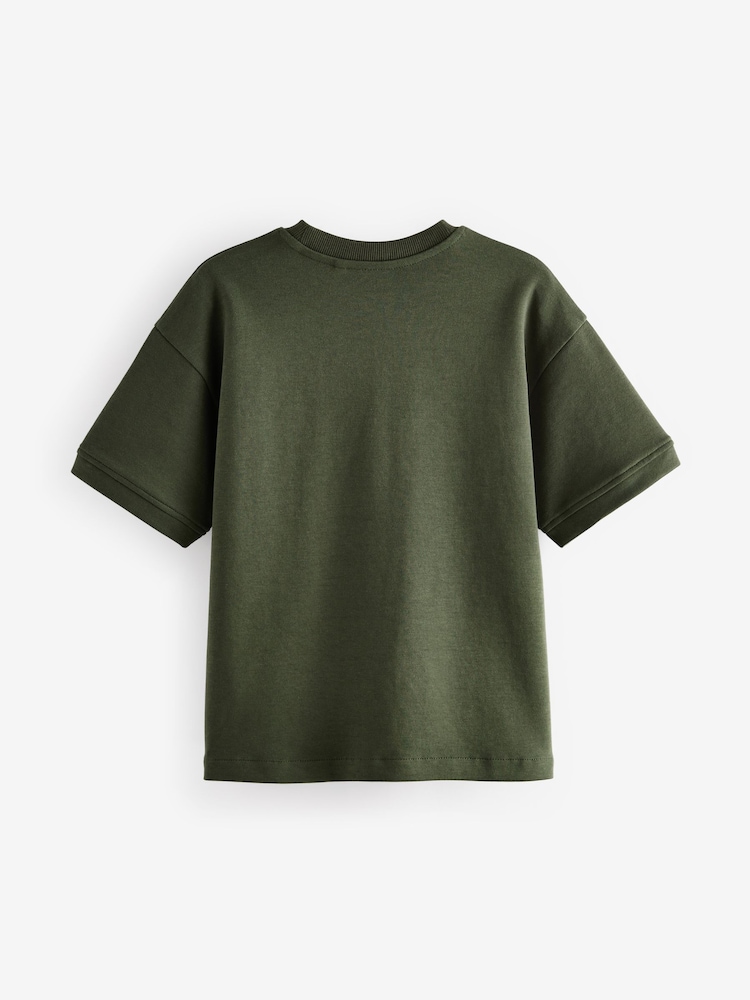 Khaki Green Relaxed Fit Heavyweight T-Shirt (3-16yrs) - Image 2 of 4