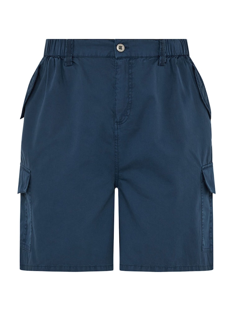 Yours Curve Navy Blue 100% Cotton Cargo Shorts - Image 5 of 5