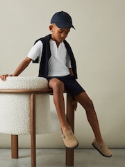 Reiss White Rizzo 3-9 yrs Half-Zip Knitted Polo Shirt - Image 1 of 4