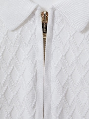 Reiss White Rizzo 3-9 yrs Half-Zip Knitted Polo Shirt - Image 4 of 4