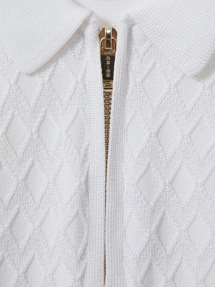Reiss White Rizzo 3-9 yrs Half-Zip Knitted Polo Shirt - Image 4 of 4