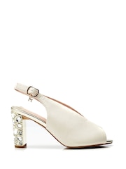 Белый - Moda in Pelle Melonia с открытым носком Jewelled каблуки сандалии - Image 1 of 4
