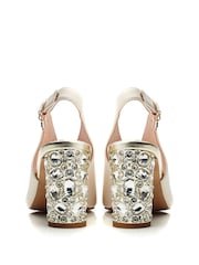 Белый - Moda in Pelle Melonia с открытым носком Jewelled каблуки сандалии - Image 3 of 4