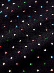 Black Sparkle Crew Neck Long Sleeve Pattern Knitted Jumper - Image 8 of 8