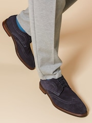 Синий - Jones Bootmaker Longwood Suede Derby Brogues - Image 1 of 6
