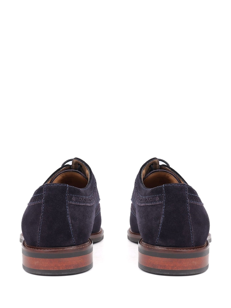 Jones Bootmaker Blue Longwood Suede Derby Brogues - Image 4 of 6